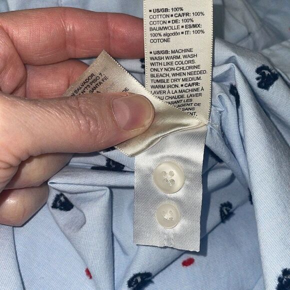 Goodthreads Men's Light Blue Embroidered Anchors Nautical Button Up Shirt XL - Picture 5 of 7